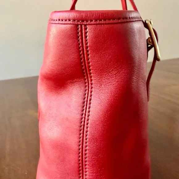 Vintage Coach Legacy Shopper Tote Glove Tanned Leather Red - Picture 12 of 16